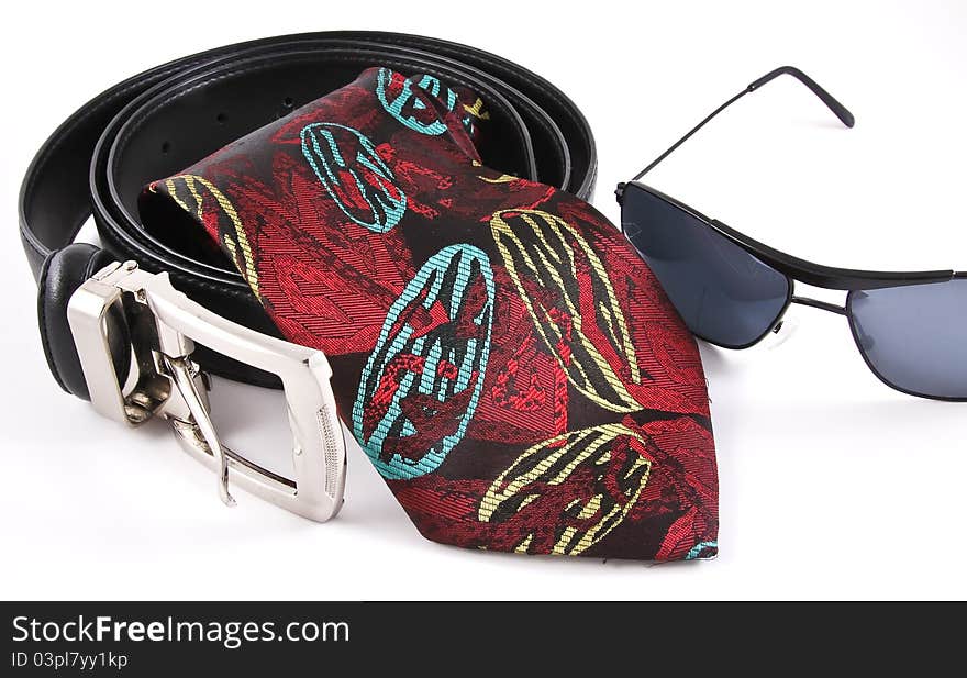 Belt necktie and sun glasses