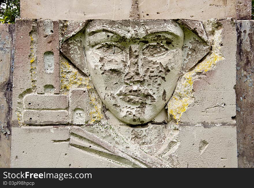 Soviet military symbols ruins in the Baltic country