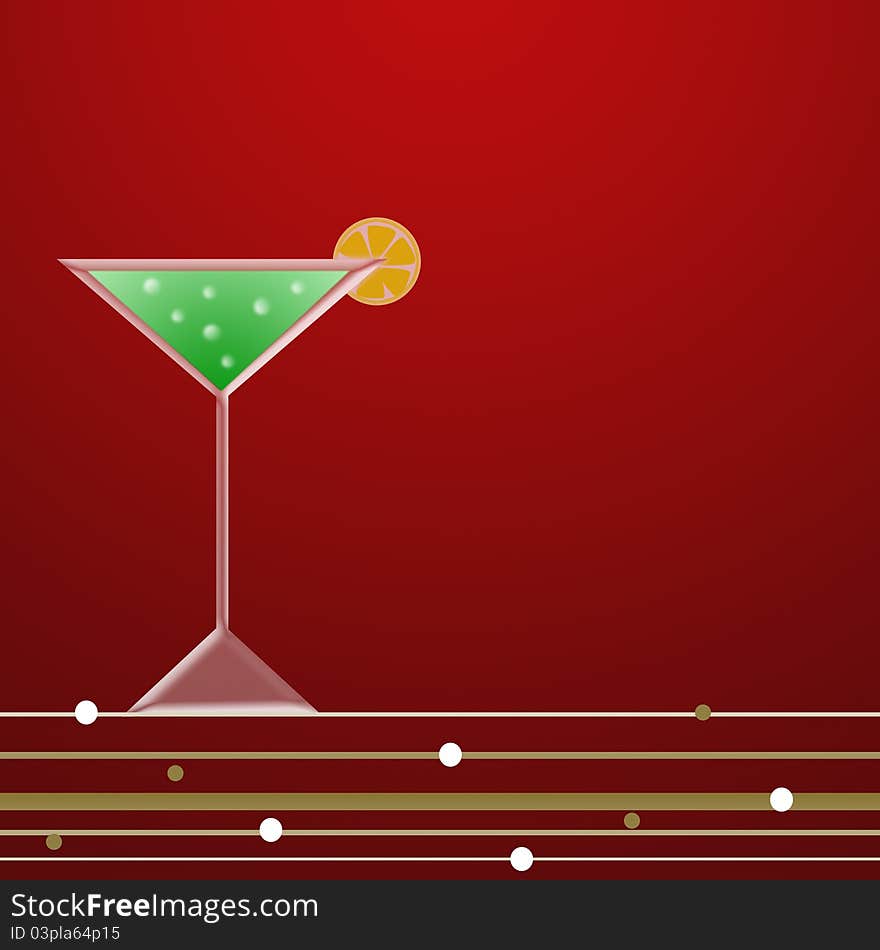Beautiful green Cocktail on red background