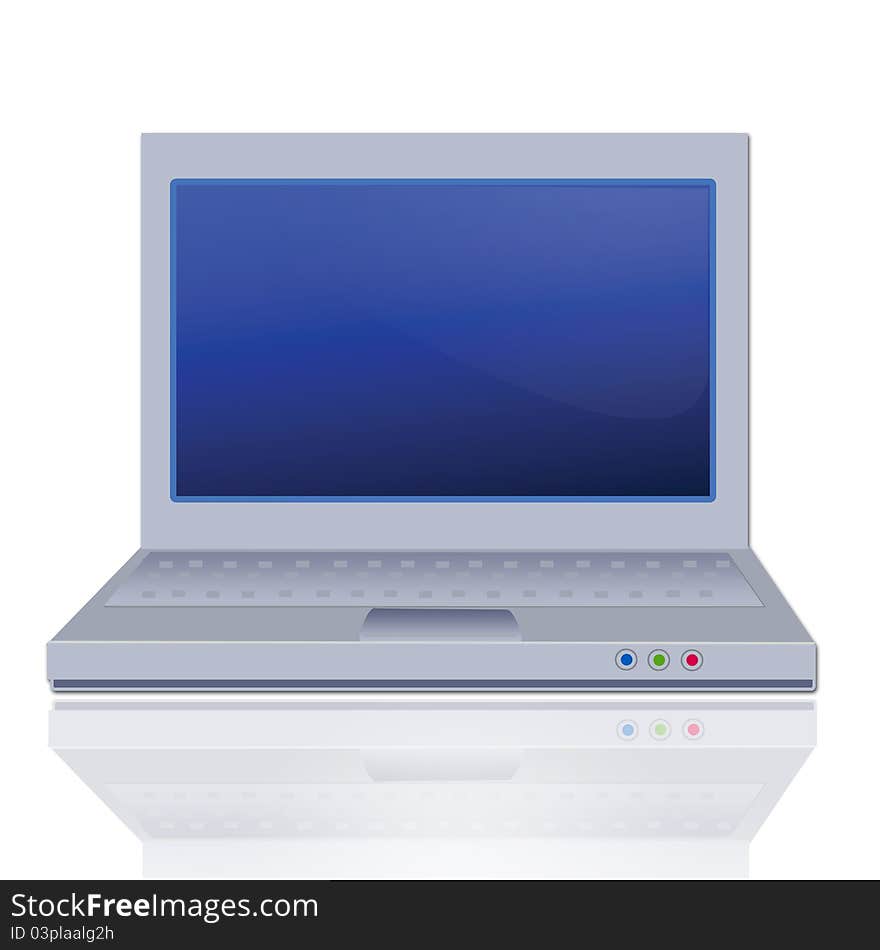 Notebook-laptop with reflection on white background. Notebook-laptop with reflection on white background