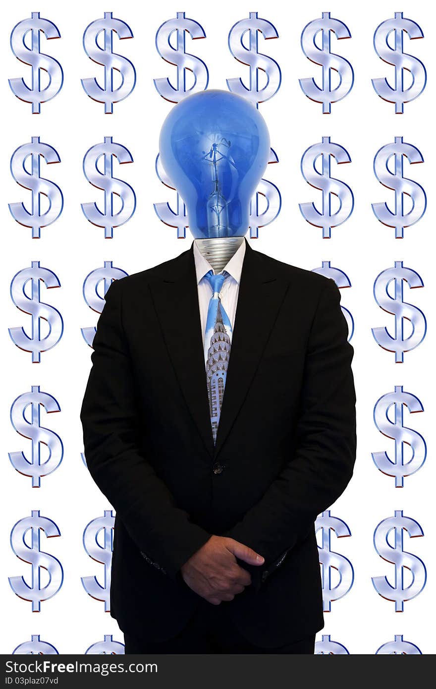 Businessman and the symbol of the money