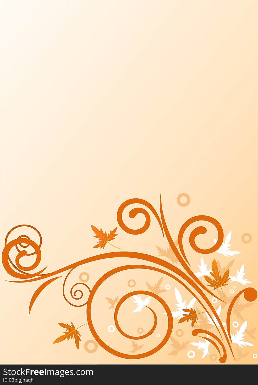 Autumnal plant element with maple leaves on background. Autumnal plant element with maple leaves on background