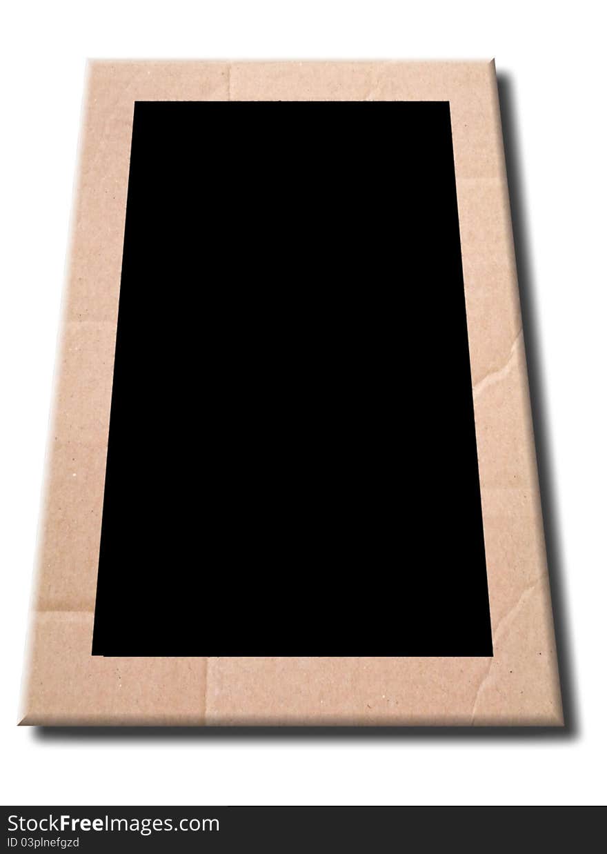 Brown corrugated cardboard frame with black space for your design. Brown corrugated cardboard frame with black space for your design