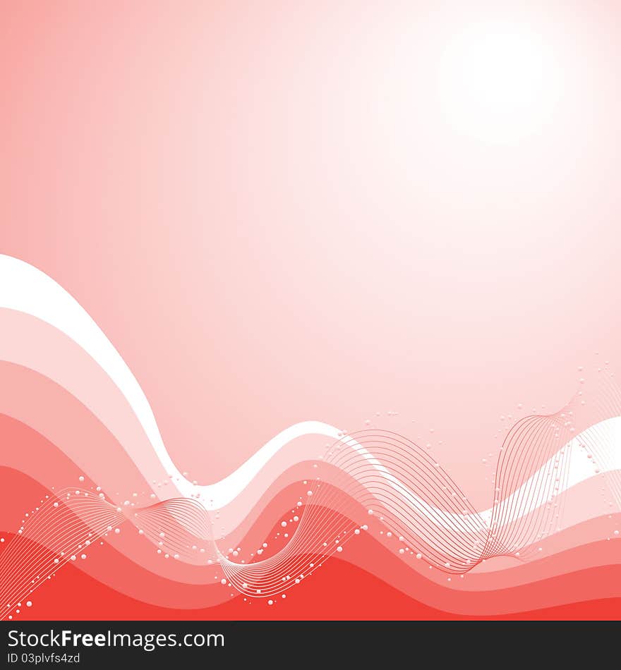 Abstract red background with waves