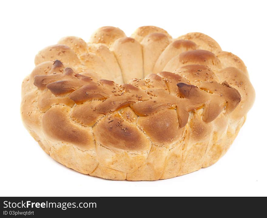 Loaf of bread on a white background