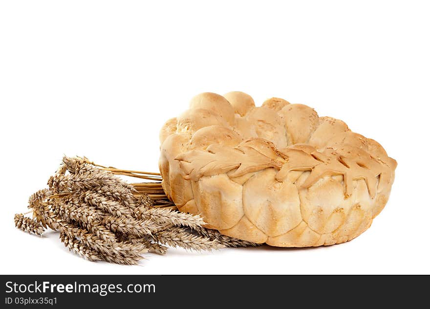 Loaf of bread on a white background