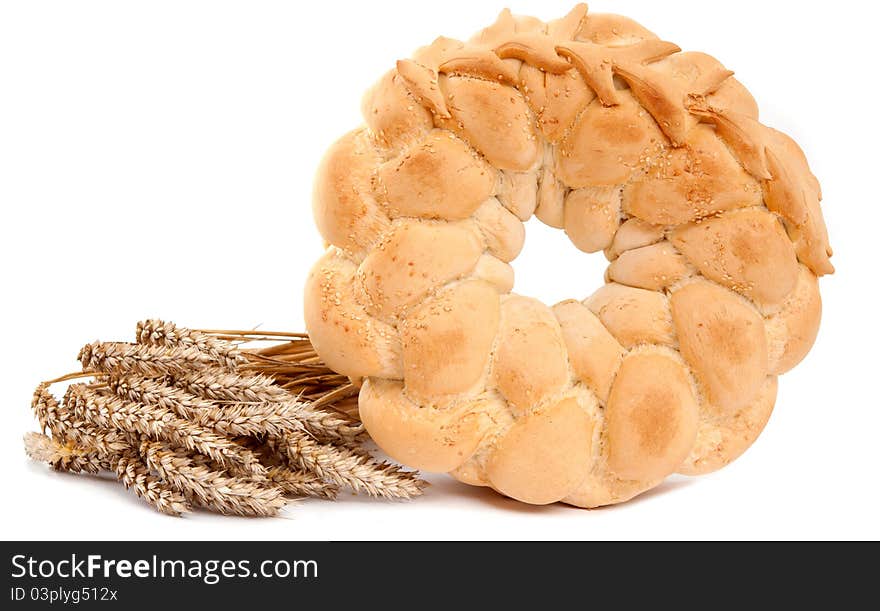 Loaf of bread on a white background