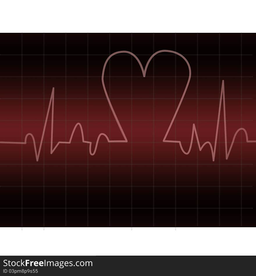 Electrocardiogram in a shape of a heart. Electrocardiogram in a shape of a heart