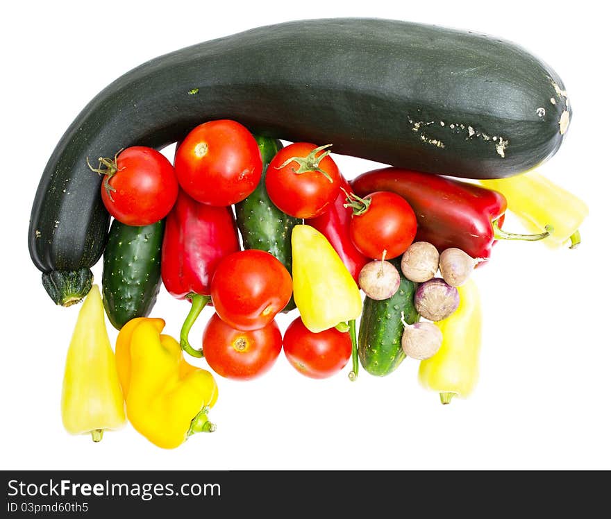 Fresh vegetables on the white background