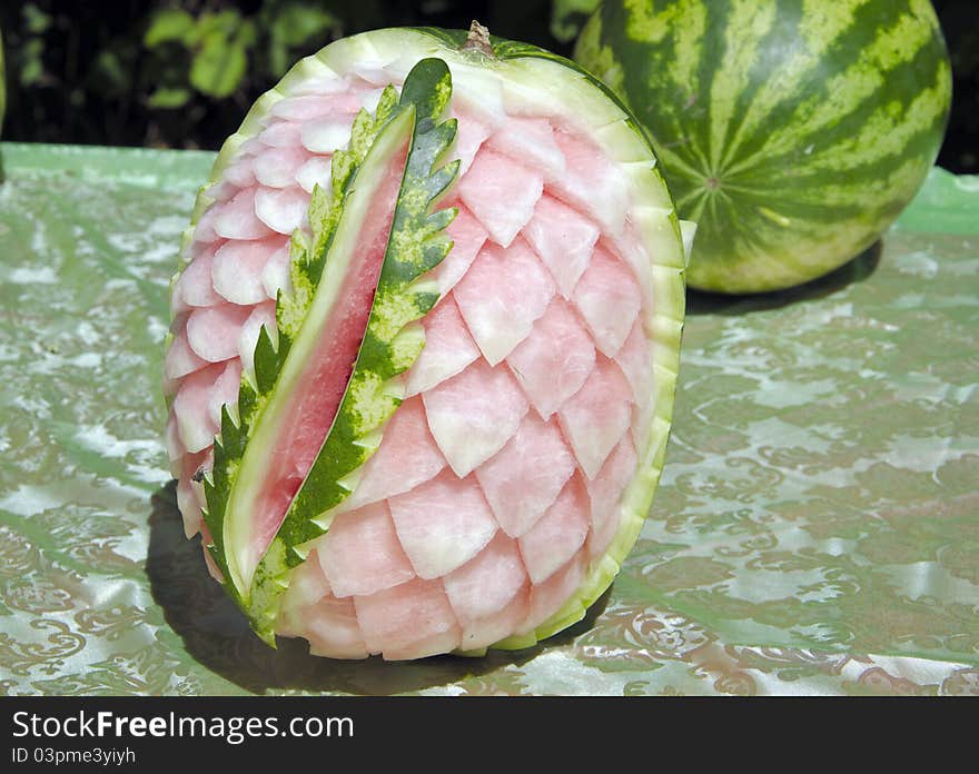 Watermelon carving at the festival