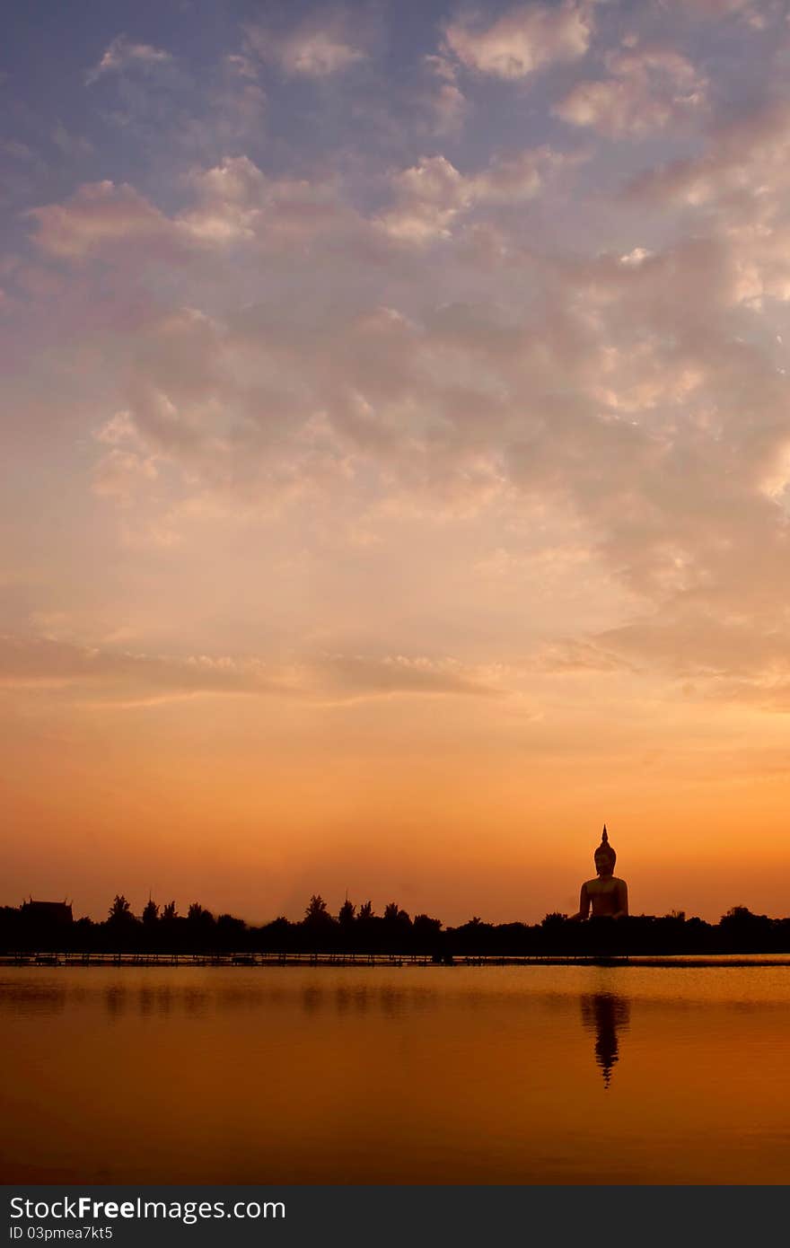 Big Buddha Statue Against Sunset