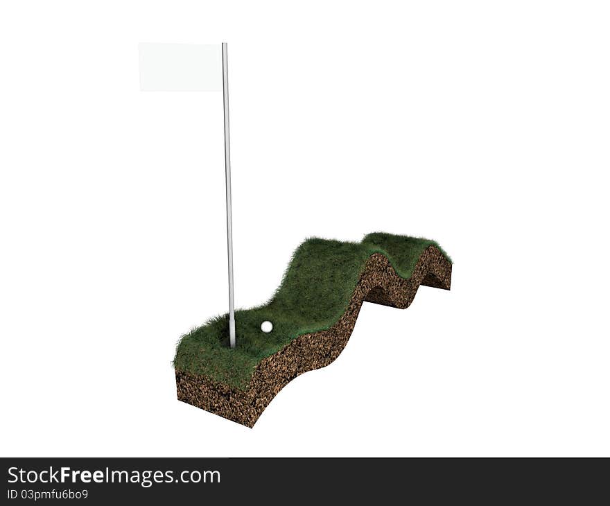 Golf course isolated on white background