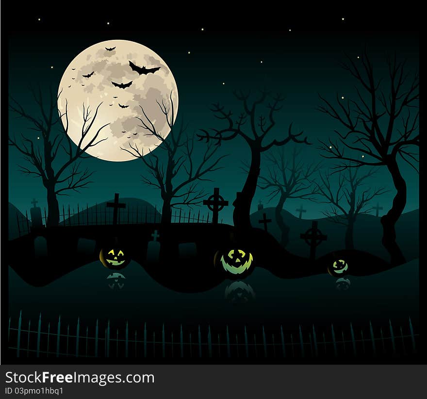 Halloween creepy cemetery background copyspace. Halloween creepy cemetery background copyspace