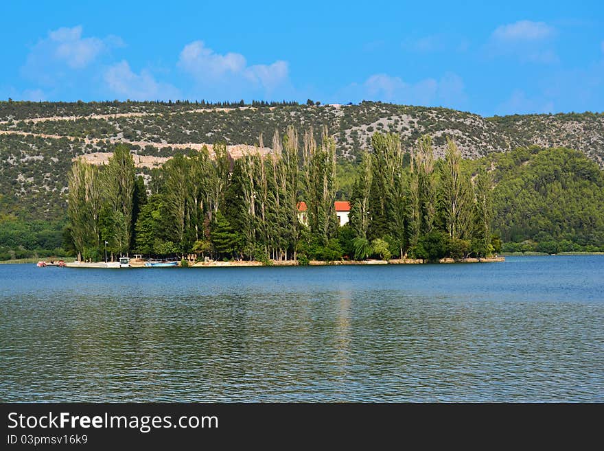 Visovac monastery on the island in the Krka National Park, Croatia