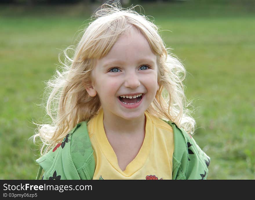 Cheerful girl for a walk