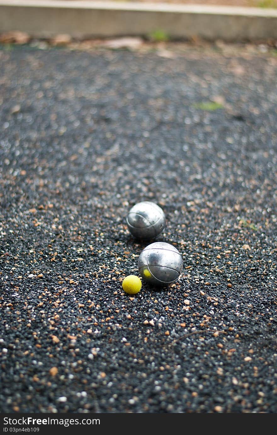 Petanque ball in the Petanque field