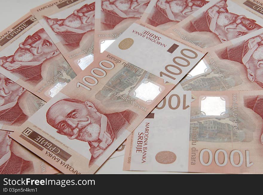 Serbian currency - banknote of thousand dinars