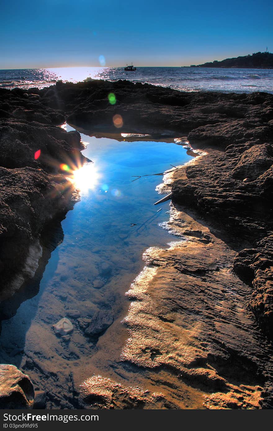 Puddle of water along the coast. Puddle of water along the coast