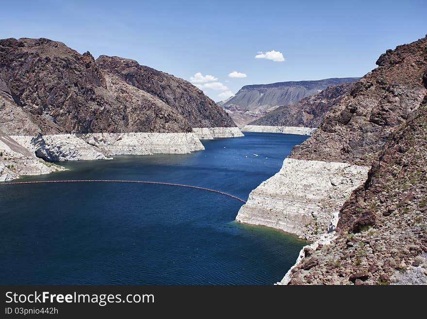 View of the Lake Mead from Hoover Dam in Nevada, USA. View of the Lake Mead from Hoover Dam in Nevada, USA