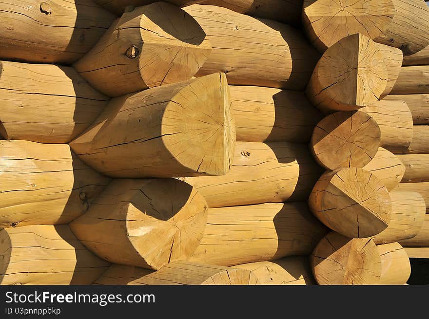 Wood Constructed Wall Of An Rural Old Style Cabin