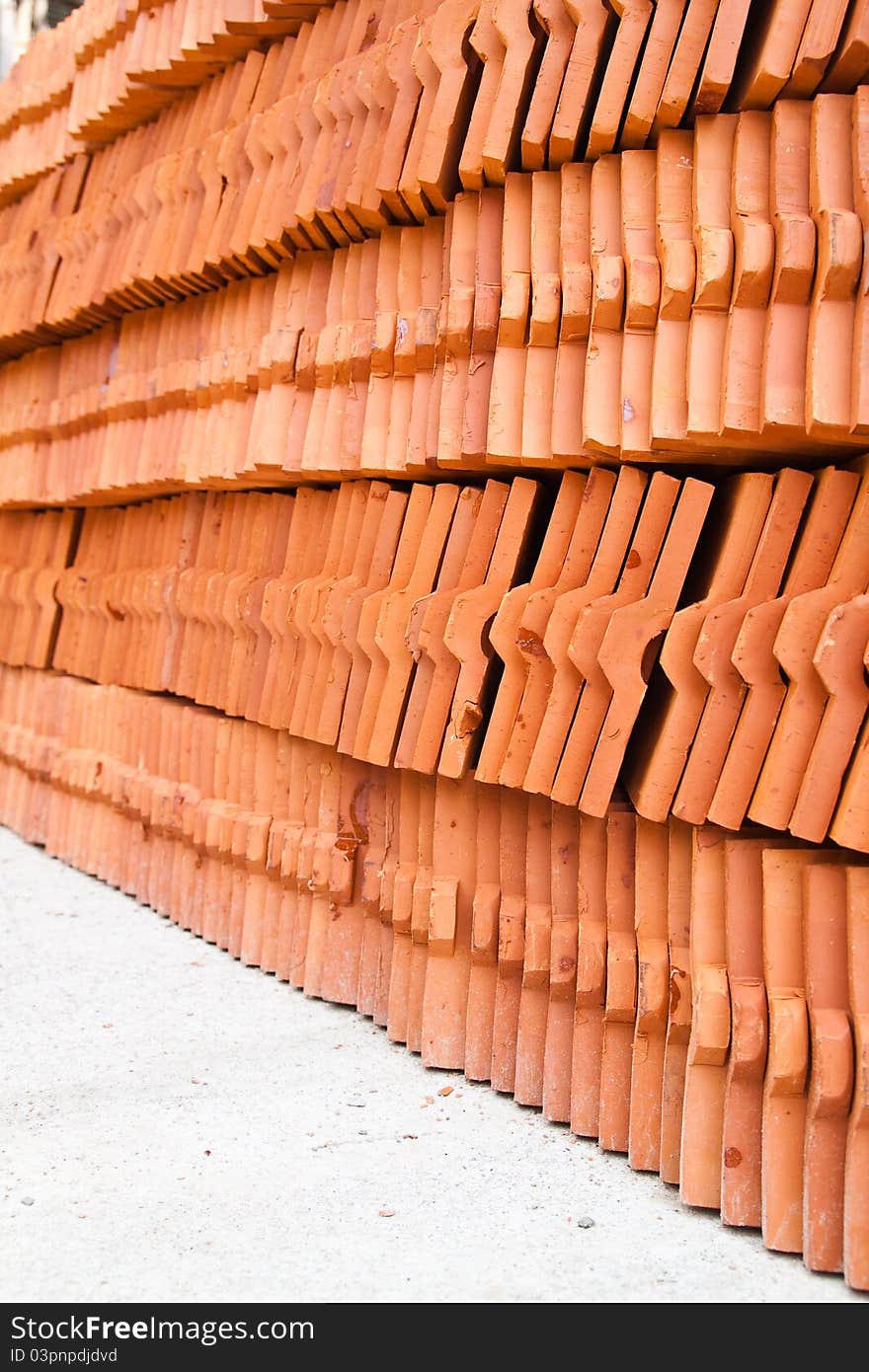 Stack of ceramic roof tiles for background