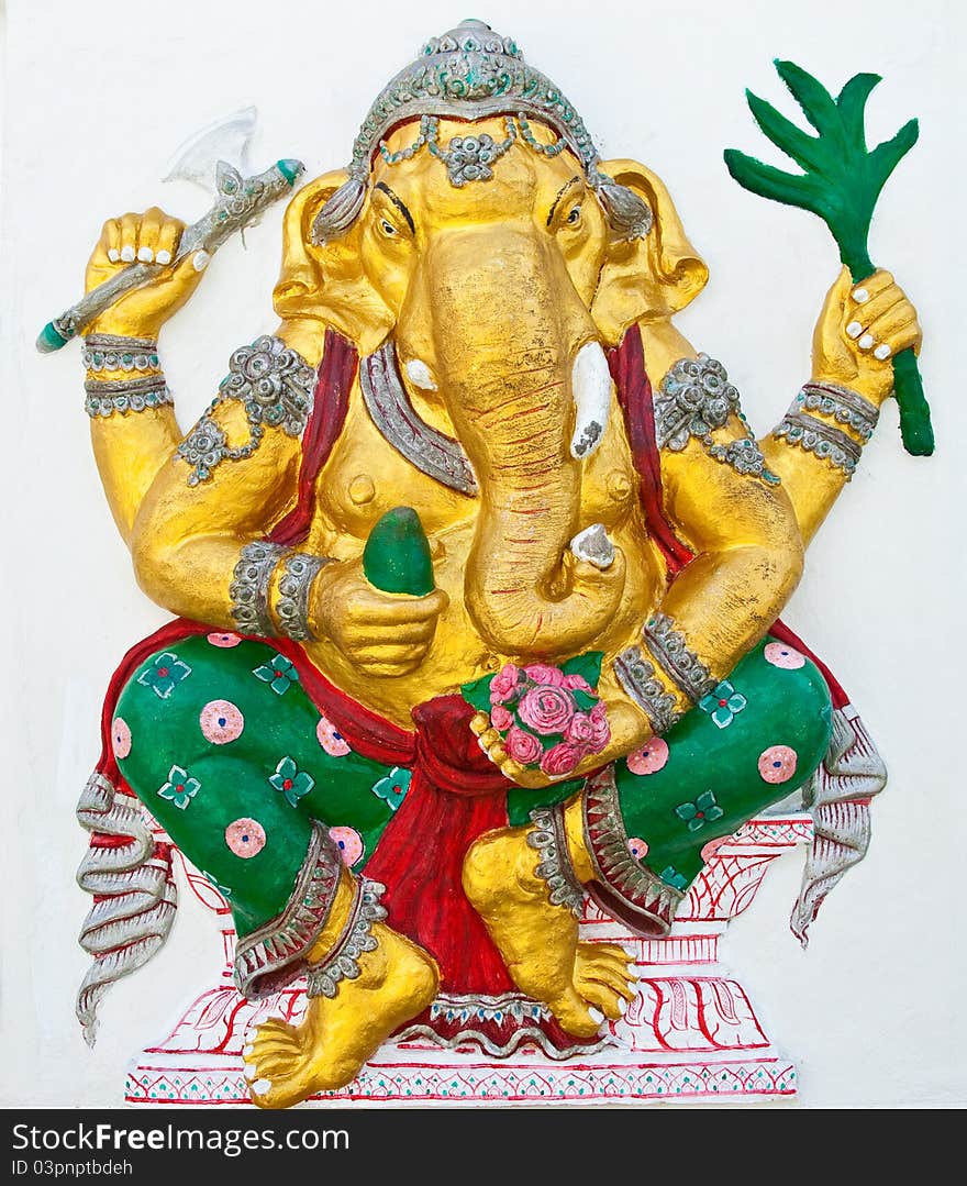 Indian or Hindu ganesha God Named Siddhi Ganapati at temple in thailand ;The conviction will be used hand to apply to the Lord for get the wishes.