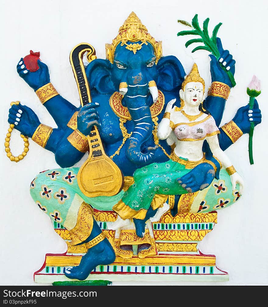 Indian or Hindu ganesha God Named Uchchishta Ganapati at temple in thailand ;The conviction will be used hand to apply to the Lord for get the wishes.