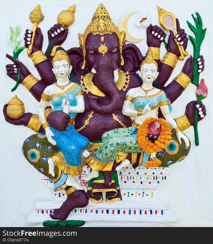 Indian or Hindu ganesha God Named Maha Ganapati at temple in thailand ;The conviction will be used hand to apply to the Lord for get the wishes.