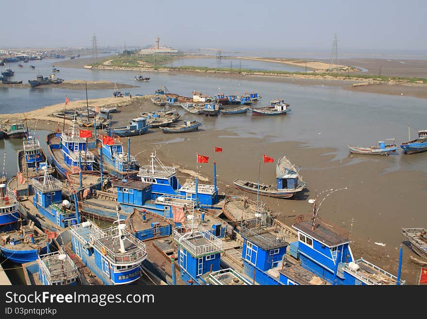 Ships in the fishing port terminal in northern china