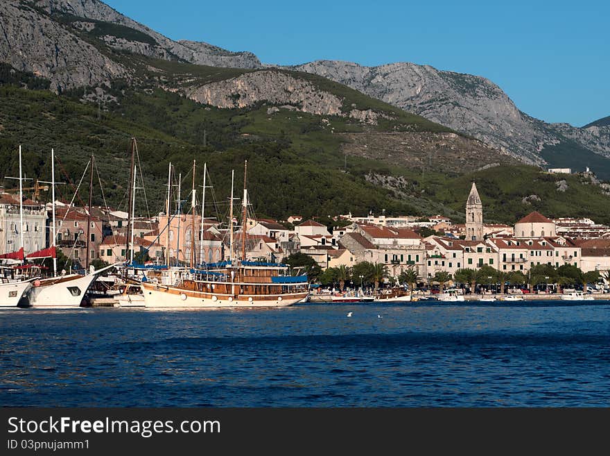 The resort town of Makarska in Croatia. Port.