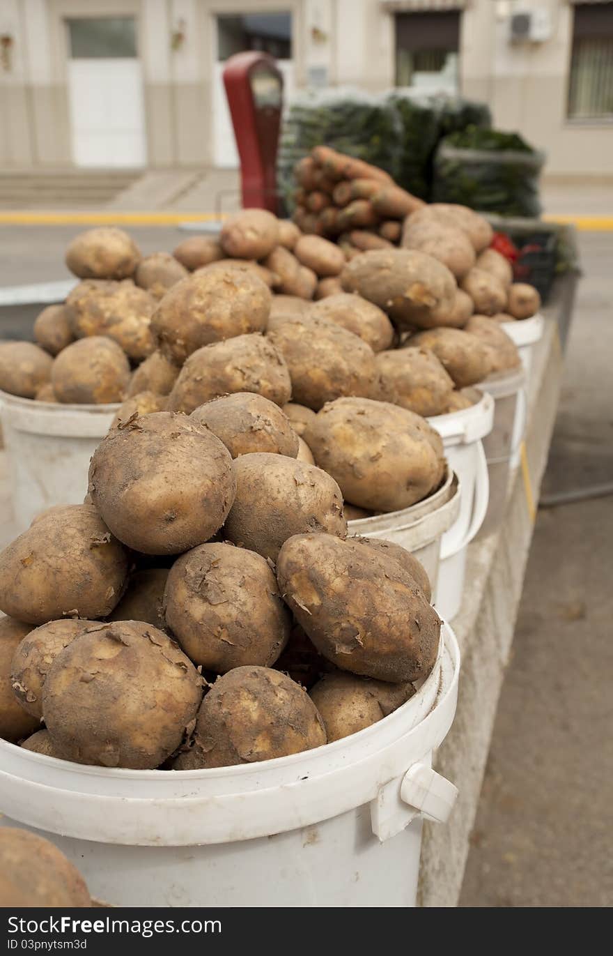 Potato and carrot on local market