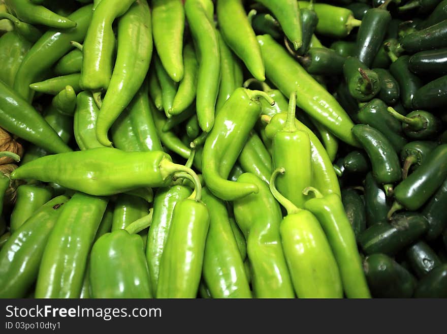 Fresh picked green peppers ready to use in many ways