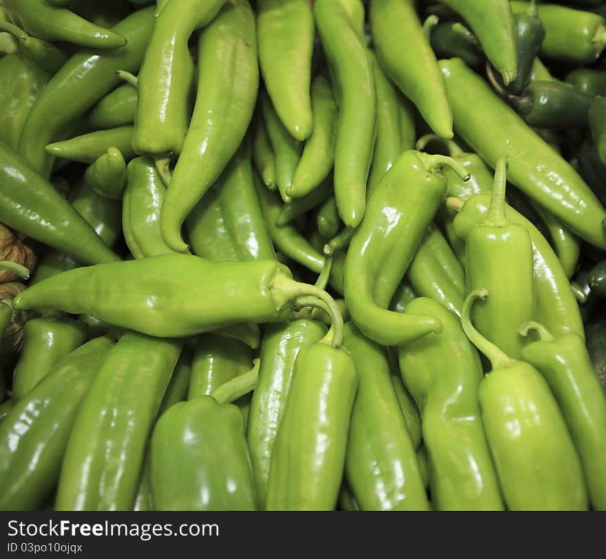 Fresh picked green peppers ready to use in many ways