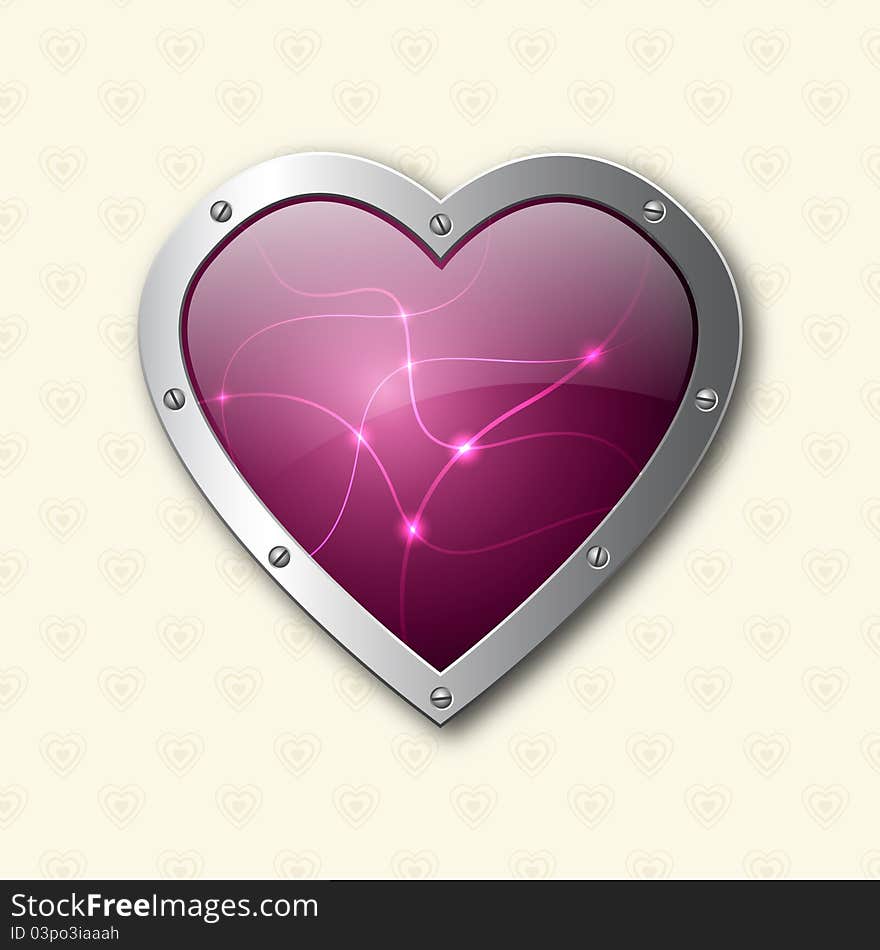 Purple elegant heart background on vintage