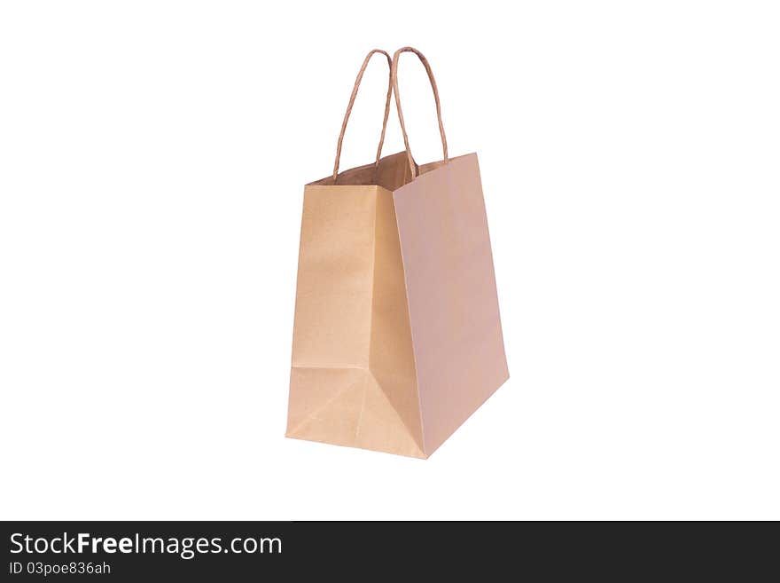 Shopping paper bag isolated on white background.