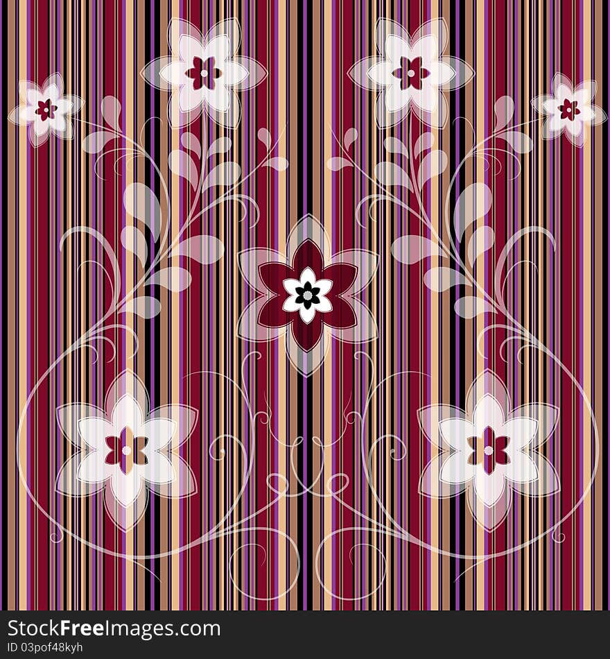 Floral Striped Seamless Pattern