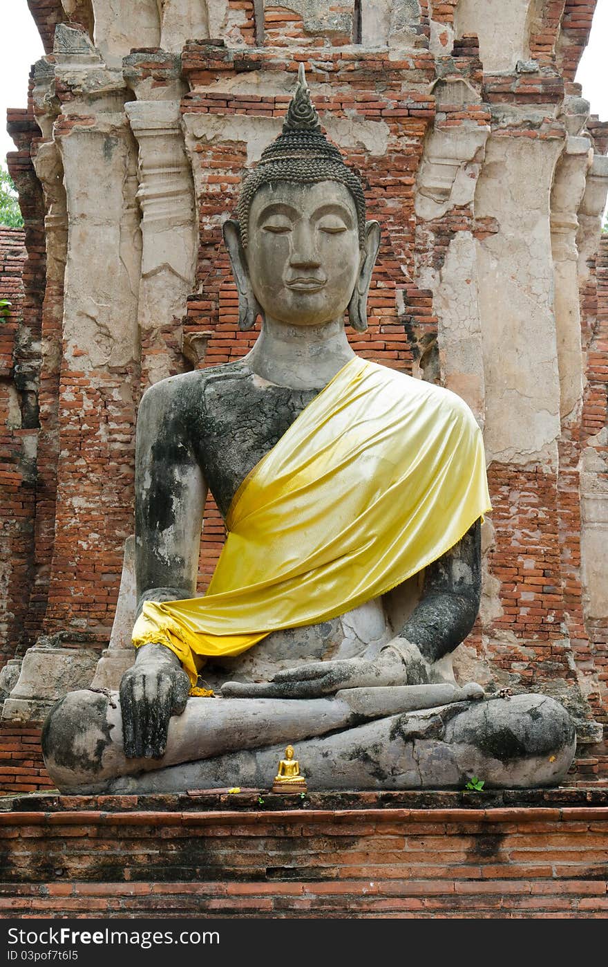 Ancient Buddha Image In Ayutthaya, Thailand