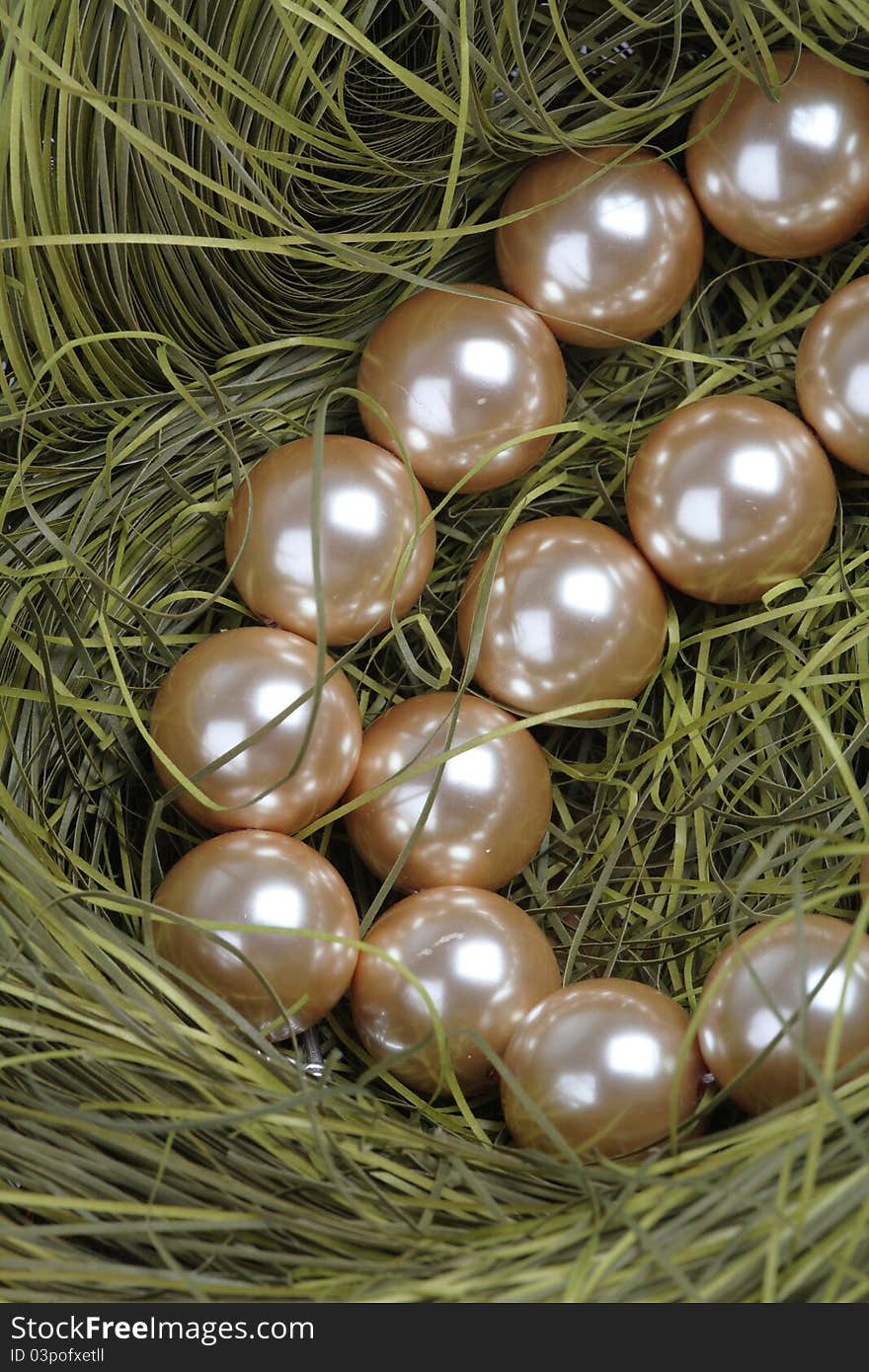 Necklace From Artificial Gold Pearls