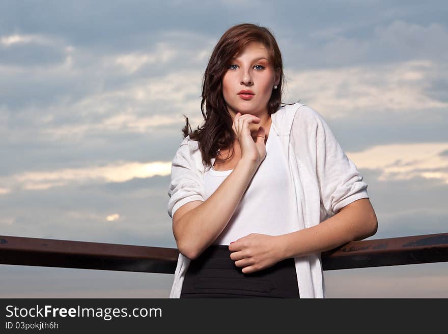 Woman at sunset - fashion shoot