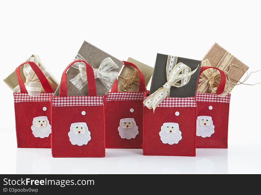 Christmas parcels on a white background