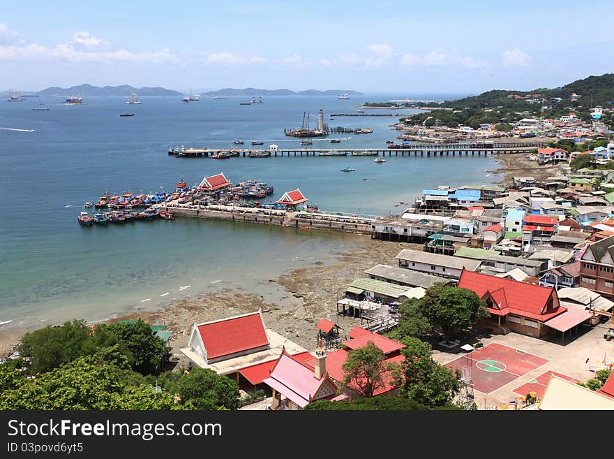 Aerial view fisherman village pier