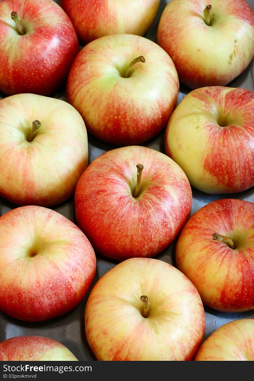 Red fresh apples - fruit background