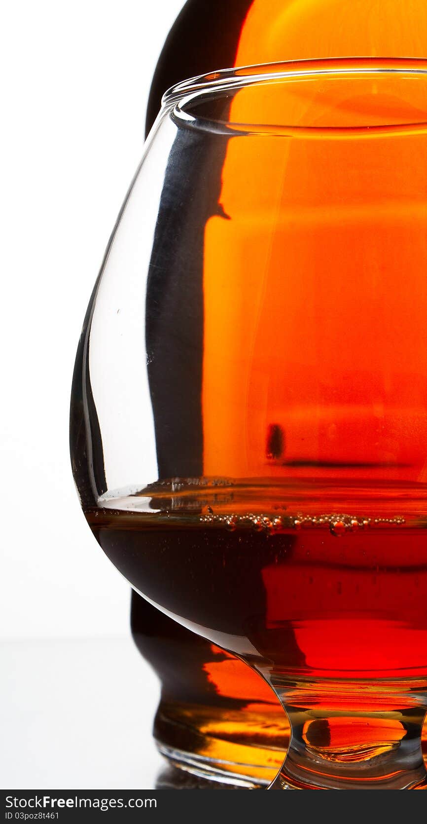 Cognac bottle and filled glass