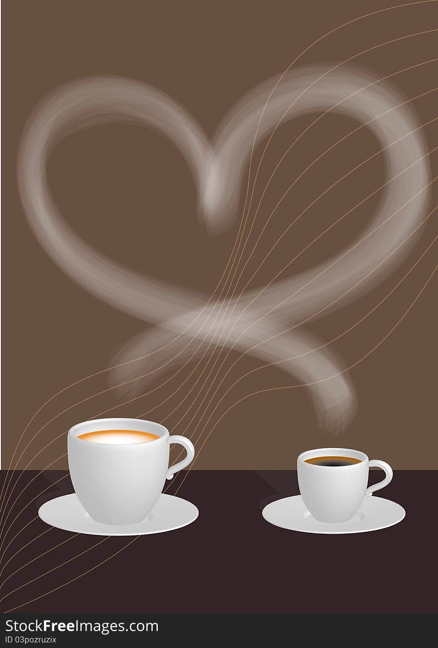 Two cups of coffee and heart