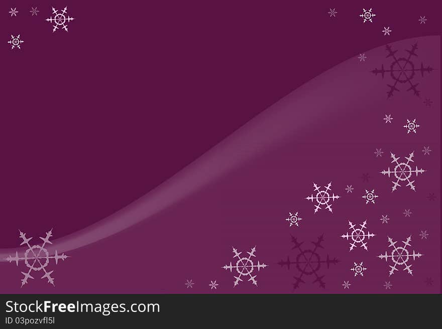 Violet background with colorful snowflkes and lighter curve. Violet background with colorful snowflkes and lighter curve