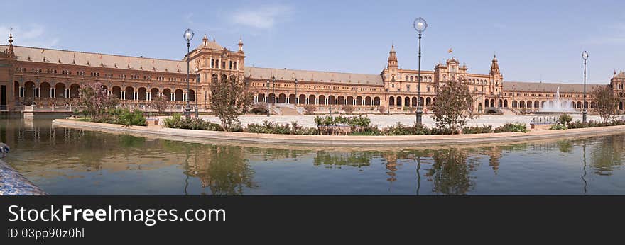 Panoramic View Of Plaza De Espana In Seville