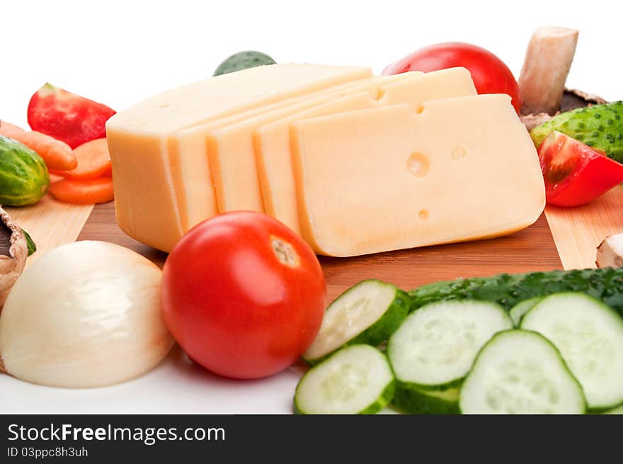 Cheese and fresh vegetables