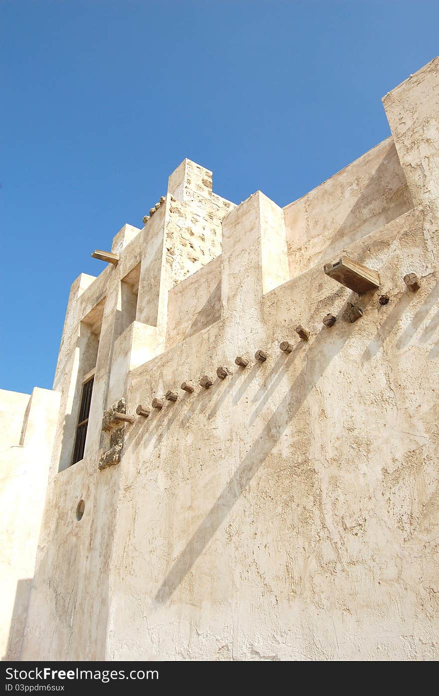 Old Arabian building wall in Sharjah, UAE. Old Arabian building wall in Sharjah, UAE