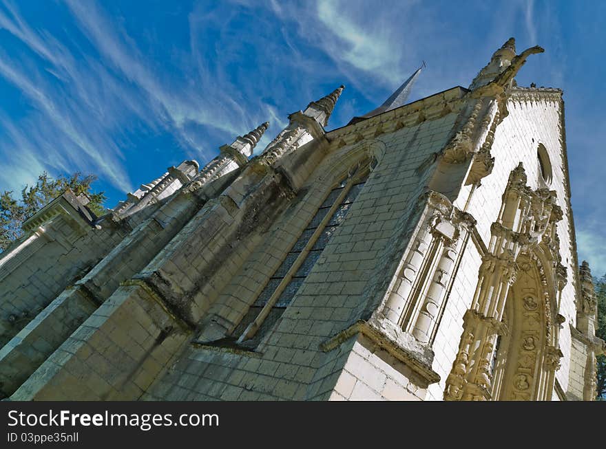 The castle of Ussé is known for having the design of the sleeping beauty castle (Disney). The picture was shot at the end of the afternoon.
Like most of the castles in France, there is a place devoted to religion. This chapel is one example. It's located within the park of the castle. The castle of Ussé is known for having the design of the sleeping beauty castle (Disney). The picture was shot at the end of the afternoon.
Like most of the castles in France, there is a place devoted to religion. This chapel is one example. It's located within the park of the castle.