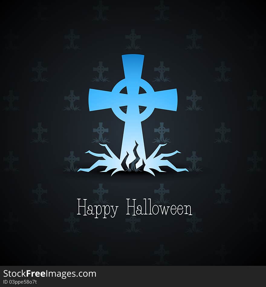 Grave cross on background vector illustration